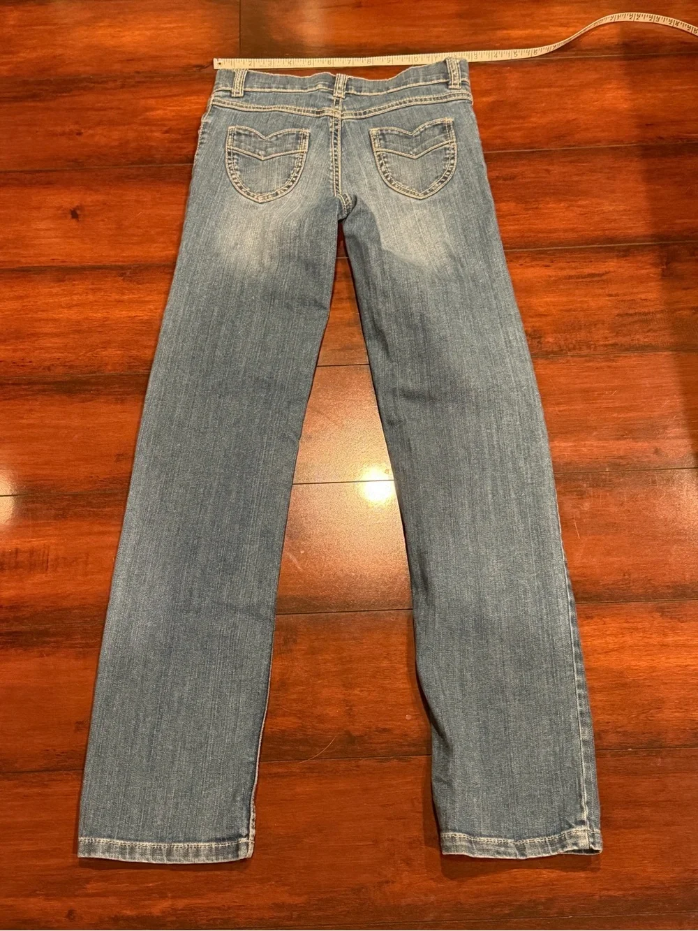Gymboree girls straight leg denim heart rhinestone pocket embellished. SZ 10